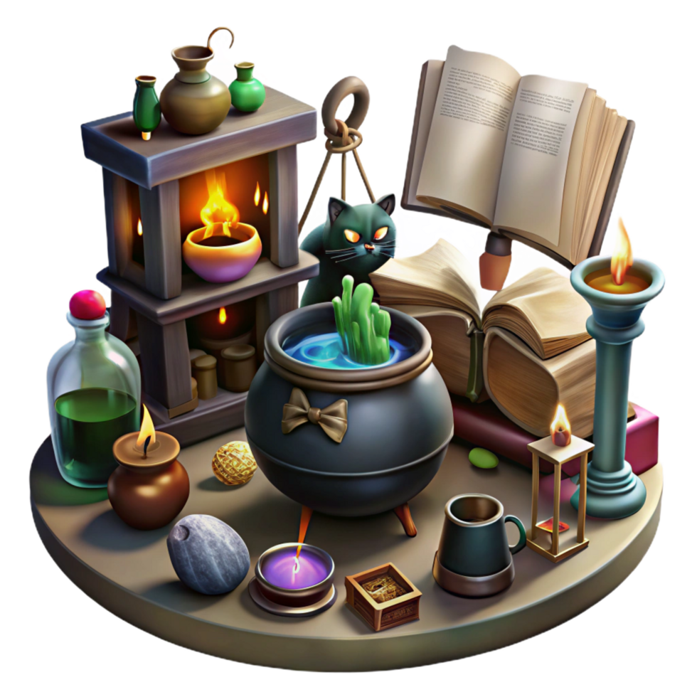 serene creative serene vintage Fantasy Witchcraft 3D Illustration original exclusive png