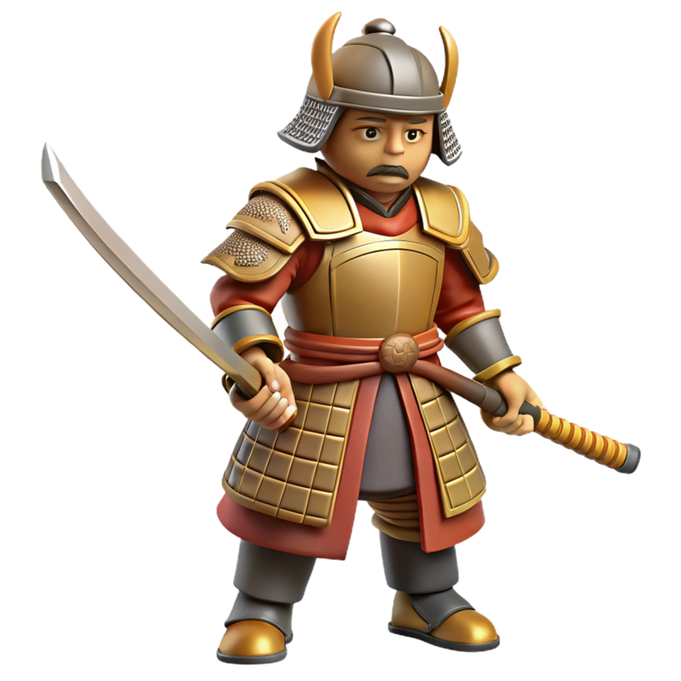 elegant artistic magnificent vintage 3D Cartoon Samurai Warrior Illustration original exclusive png
