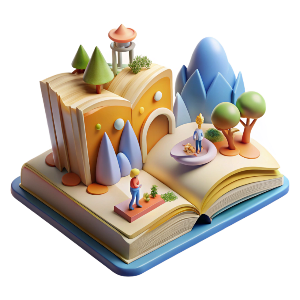 3D Book Illustration Storybook Landscape png