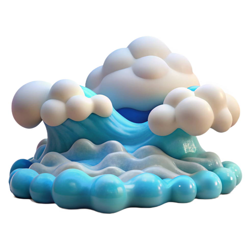 impressive creative impressive rustic Cartoon 3D Waves and Clouds Illustration exclusive high quality png
