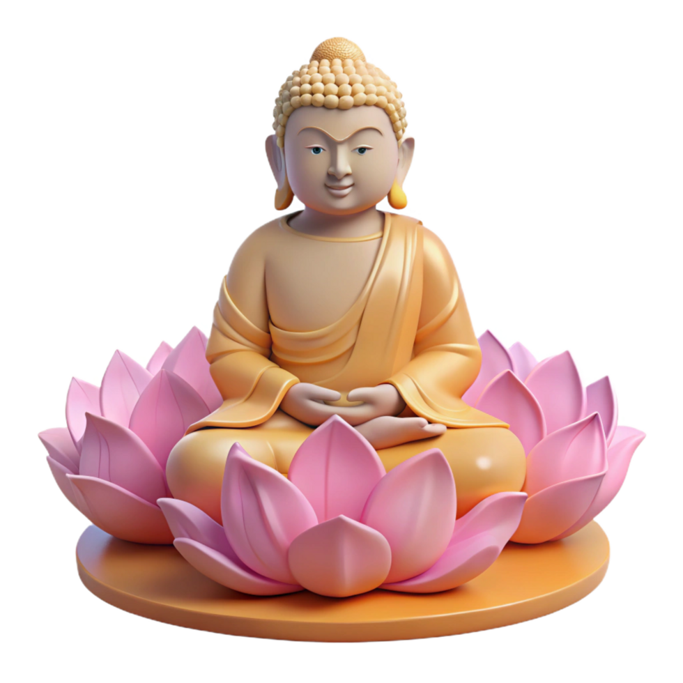 vibrant artistic extraordinary artistic 3D Buddha Statue on Lotus Flower professional 4K png