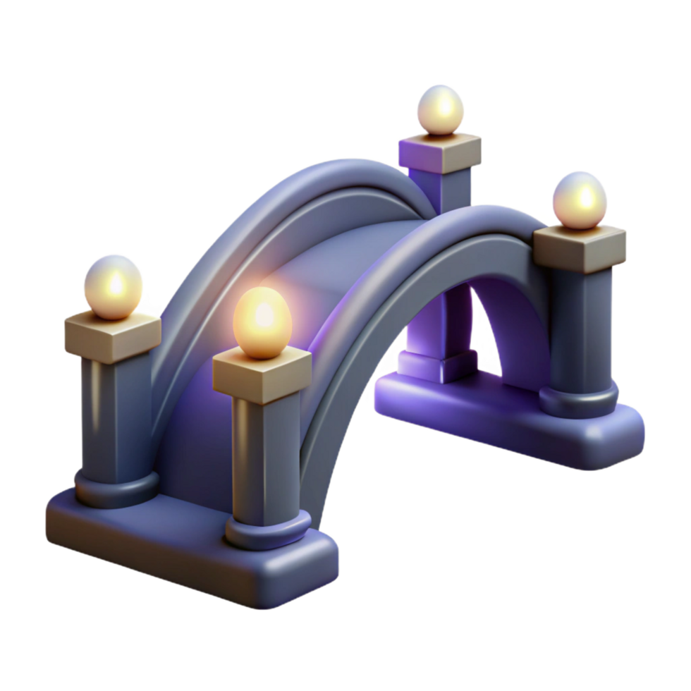 impressive rustic serene artistic 3D Model Arch Bridge with Lights exclusive original png