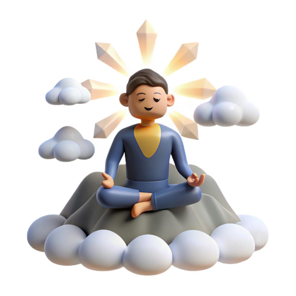 vibrant vintage beautiful modern 3D Illustration Peaceful Meditation high quality premium png
