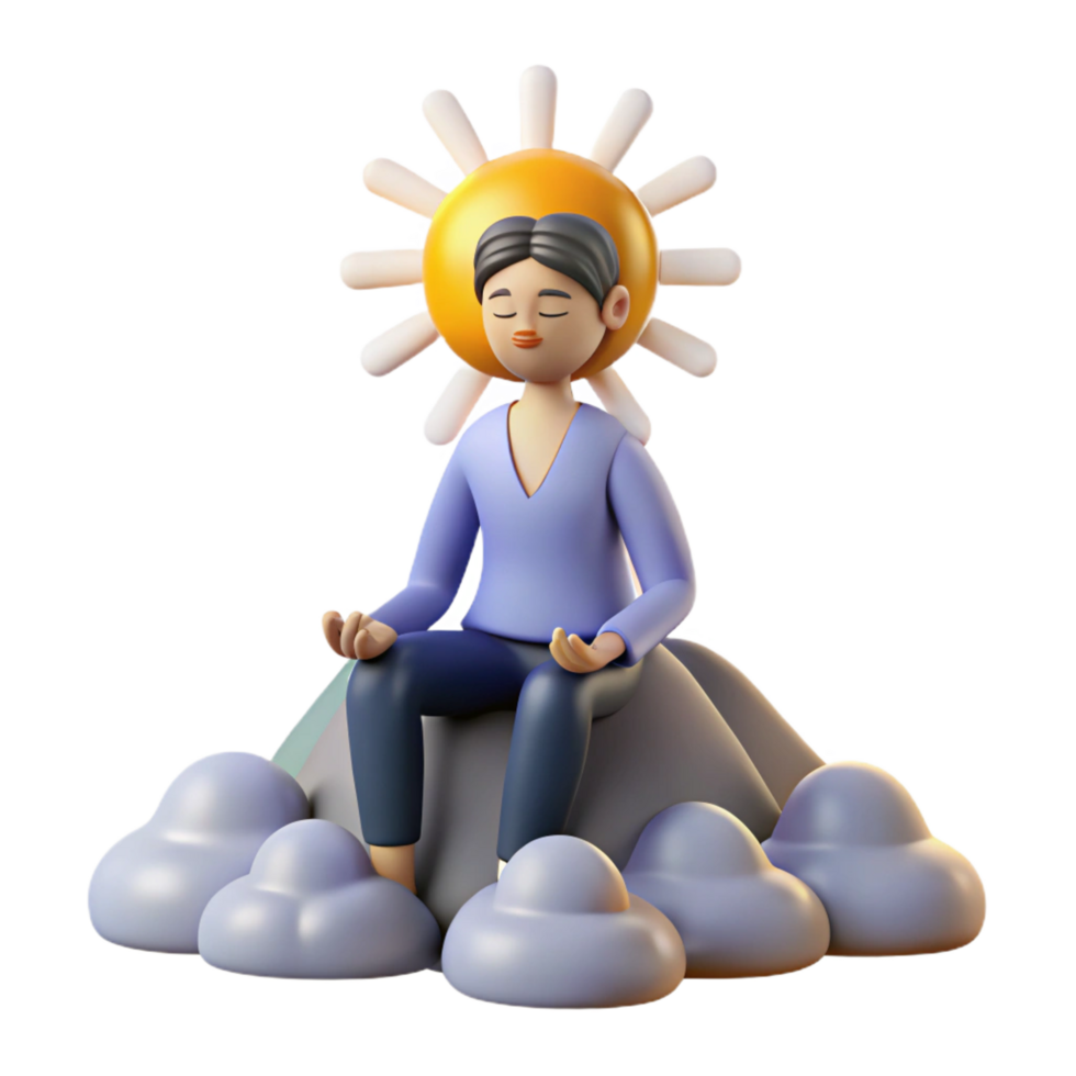 magnificent abstract stunning contemporary 3D Illustration Peaceful Meditation Serene Clouds Sun authentic original png