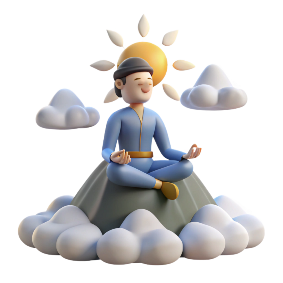 3D Illustration Peaceful Meditation on a Cloud png