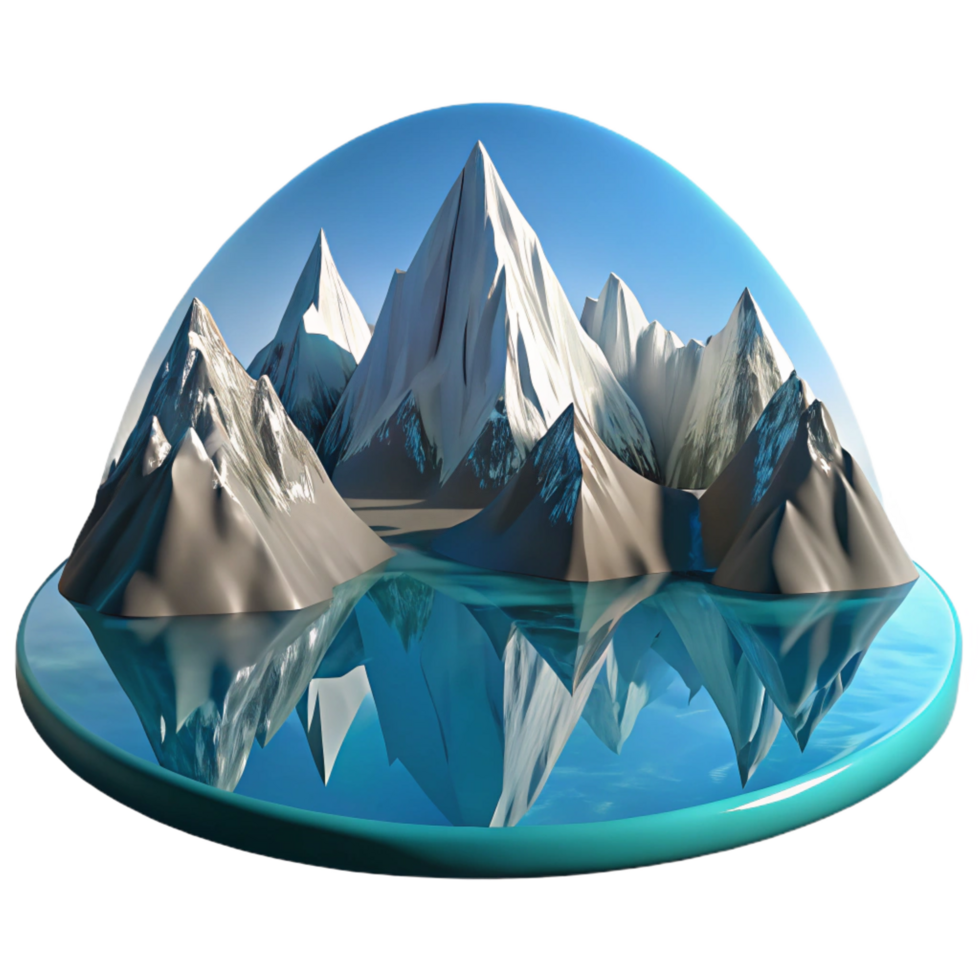 beautiful minimalist beautiful abstract 3D Mountain Lake Scene Illustration original 4K png