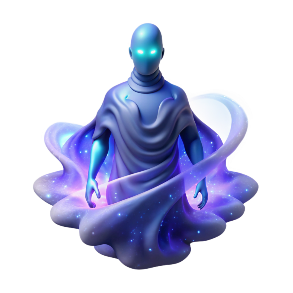 Mystic 3D Render Glowing Figure in Nebula png