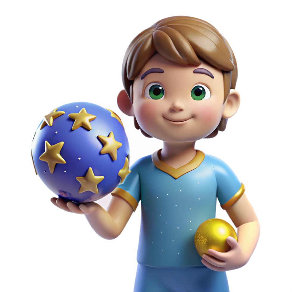elegant rustic beautiful abstract 3D Render Boy with Starry Ball Illustration genuine high quality png