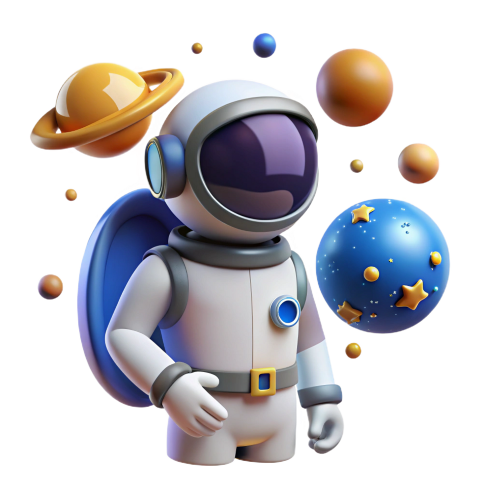 magnificent contemporary dramatic contemporary 3D Astronaut in Space with Planets premium 4K png