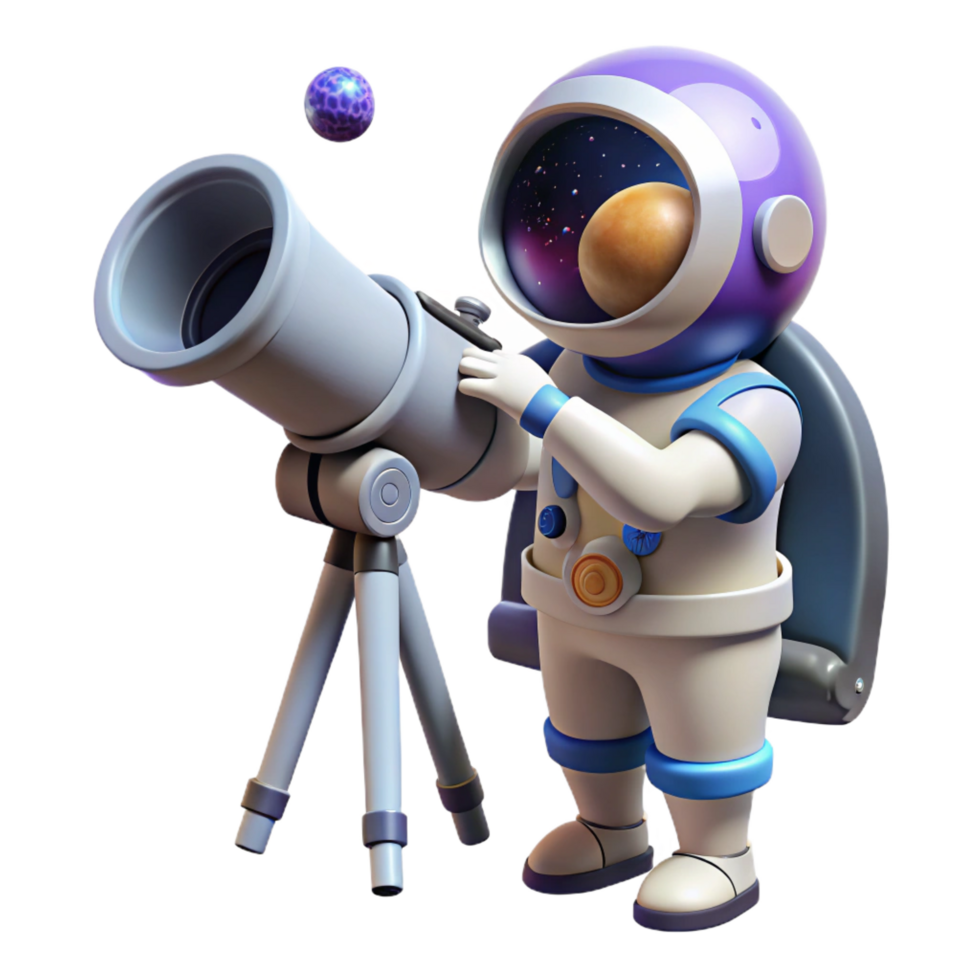 serene vintage dramatic creative 3D Cartoon Astronaut Exploring Space high quality genuine png