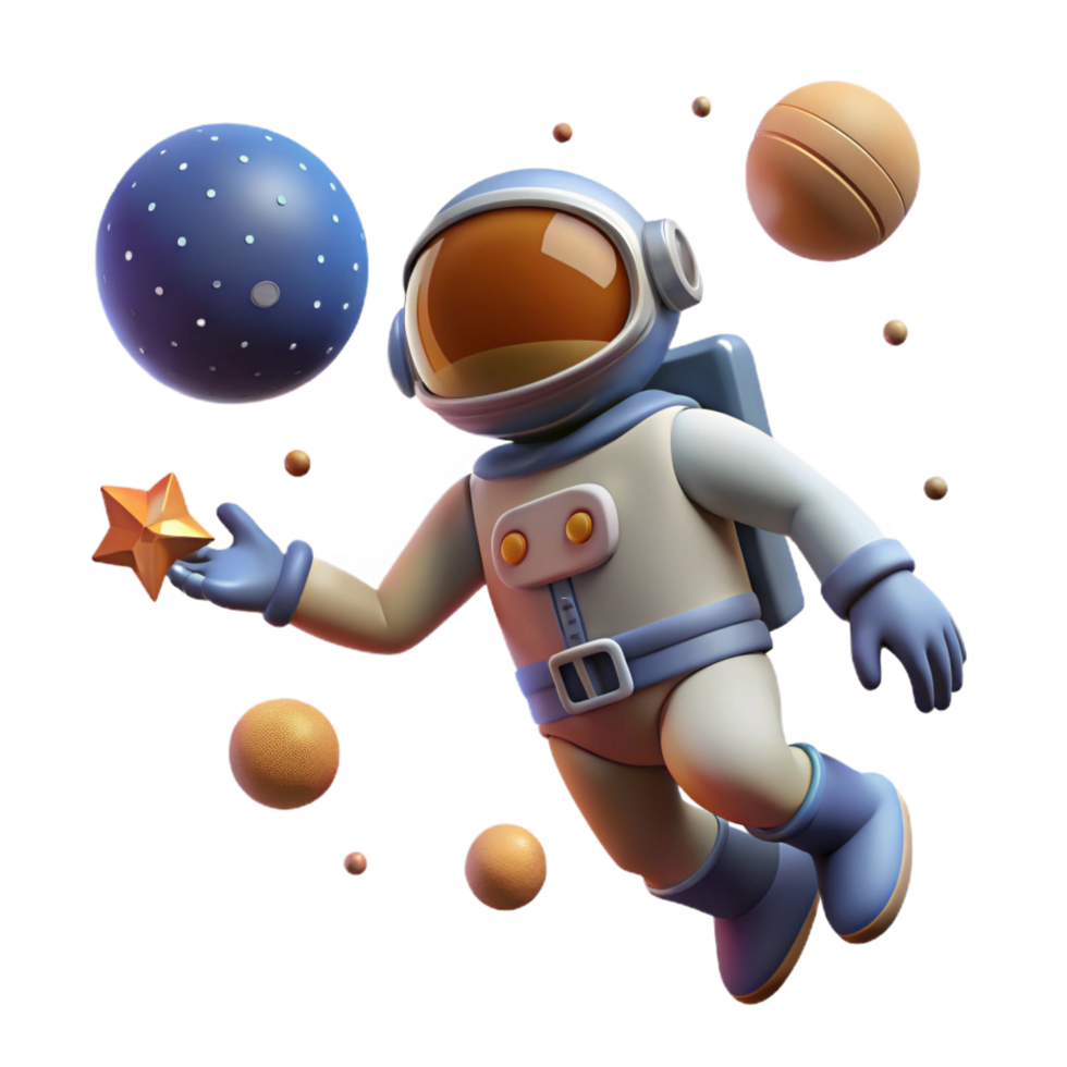 vibrant rustic impressive rustic 3D Astronaut in Space Illustration 4K premium png