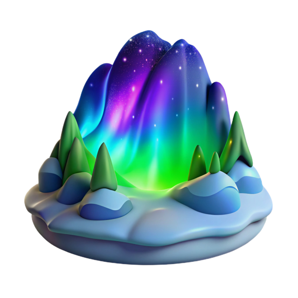 3D Aurora Borealis Winter Landscape Illustration png