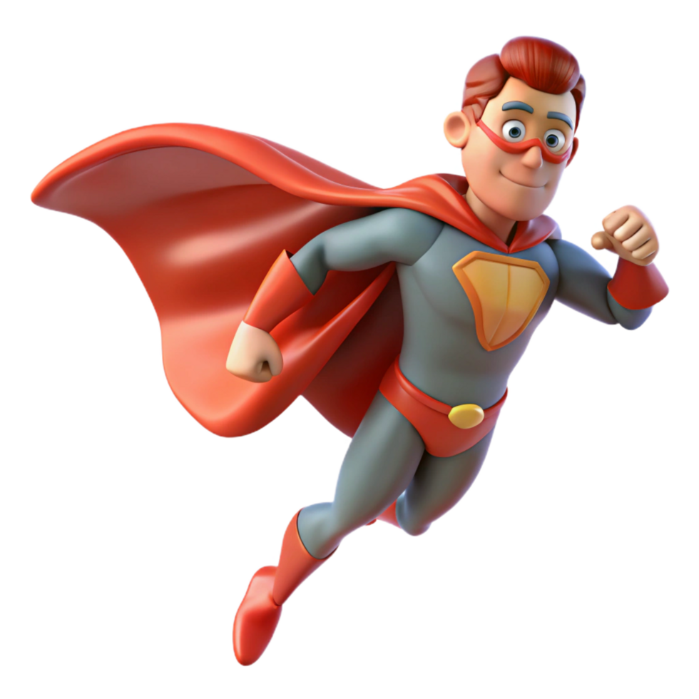 wonderful vintage impressive minimalist Superhero 3D Render genuine high quality png