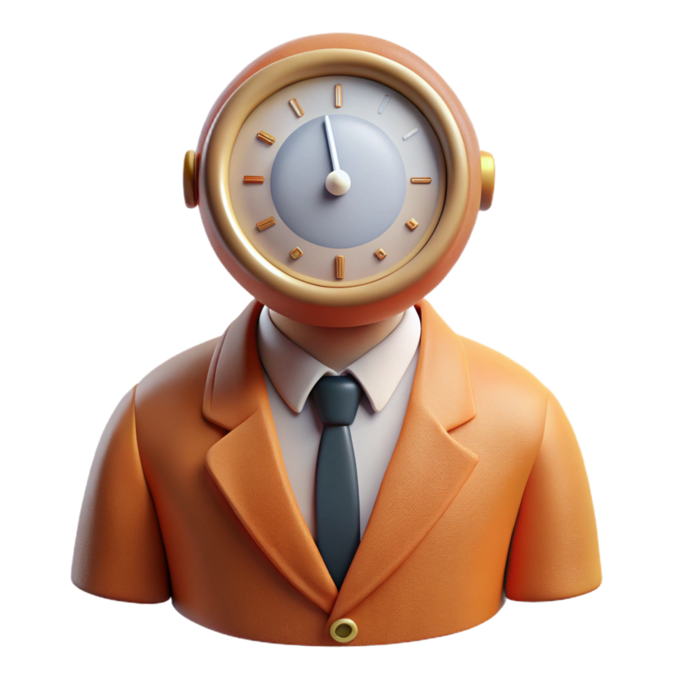 magnificent vintage wonderful contemporary 3D Clock Businessman Illustration exclusive high resolution png