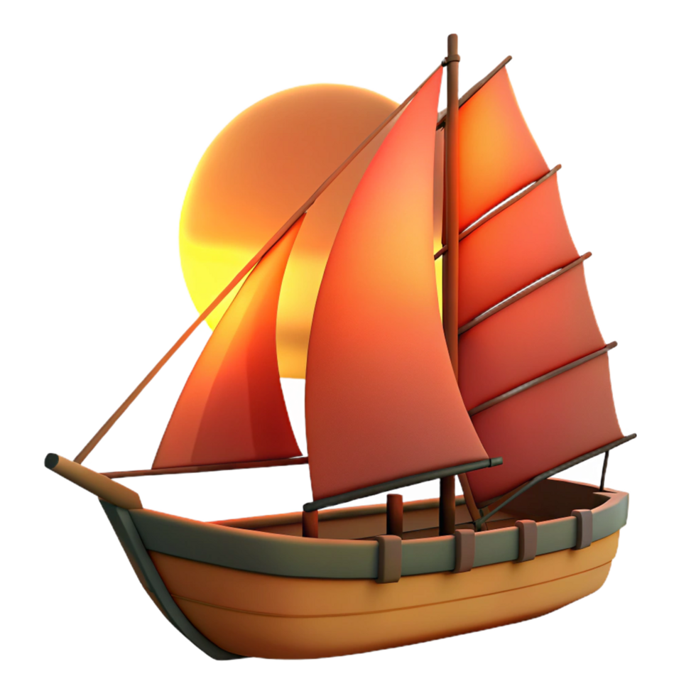wonderful rustic impressive rustic Sunset Sailboat 3D Render professional professional png