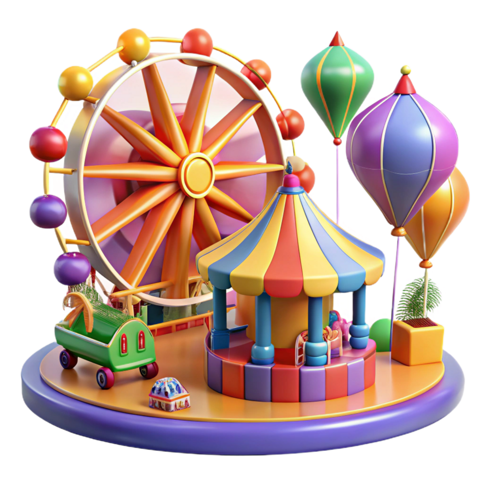 extraordinary modern dramatic traditional Amusement Park Fun 3D Illustration exclusive exclusive png