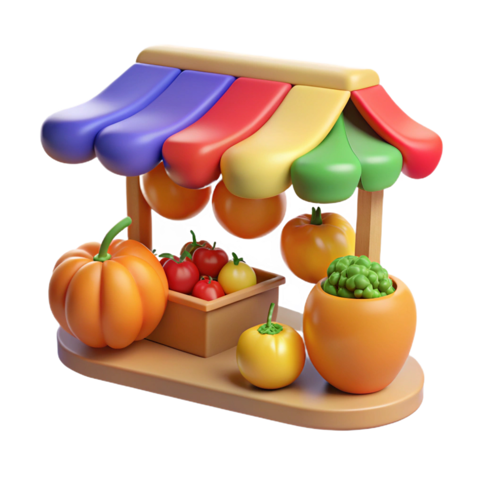 stunning minimalist stunning traditional 3D Render Colorful Fruit Vegetable Stand professional authentic png
