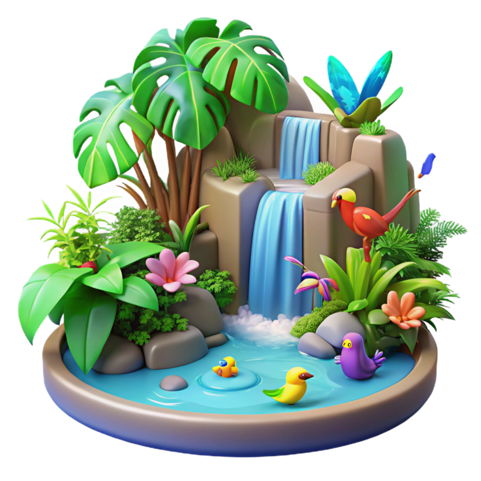 serene artistic vibrant vintage Tropical Paradise 3D Illustration original exclusive png