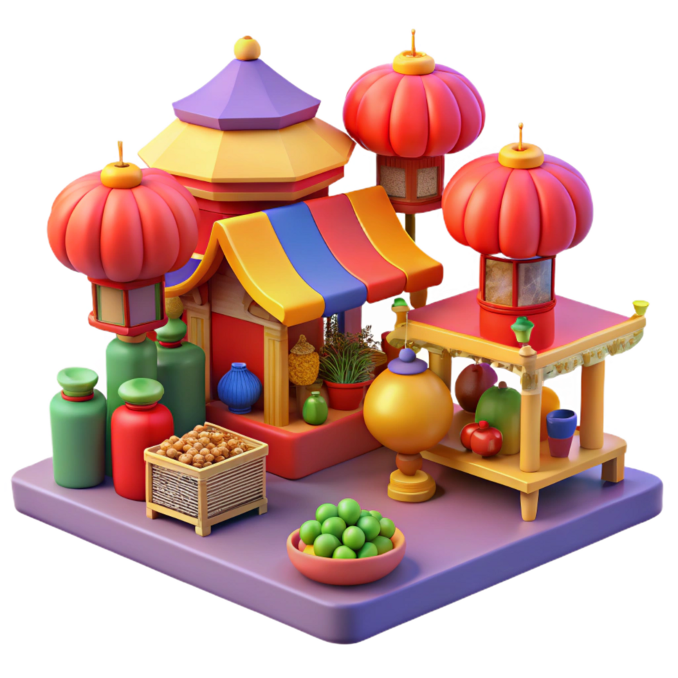 Vibrant 3D Market Illustration png