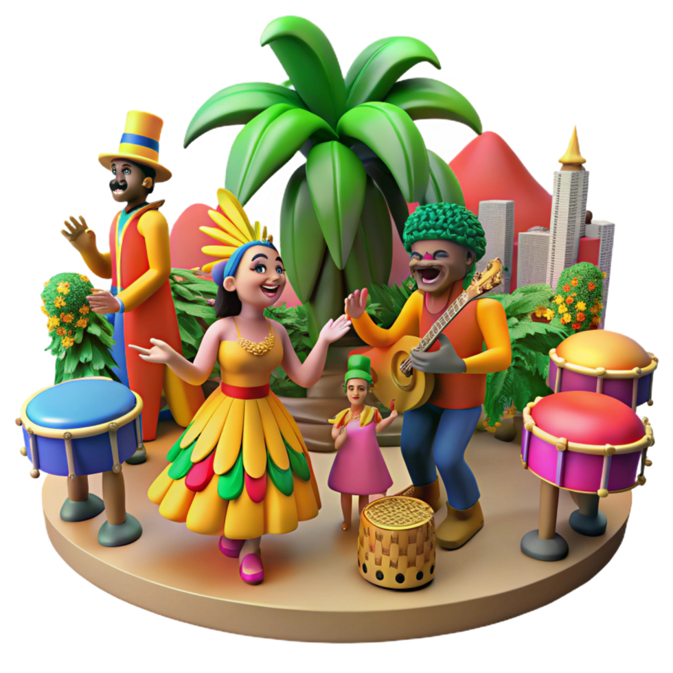 impressive rustic extraordinary rustic Vibrant 3D Carnival Illustration high quality high quality png