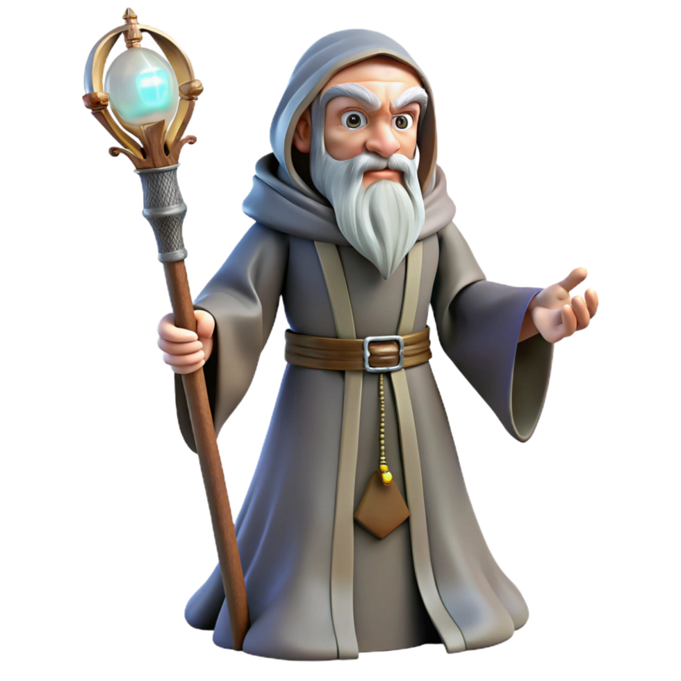 serene abstract magnificent rustic Wise Wizard 3D Render detailed 4K png