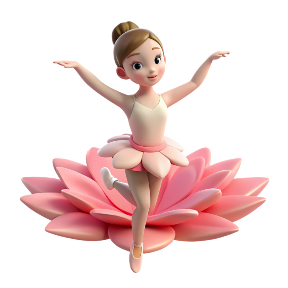 stunning vintage impressive rustic 3D Ballerina on Lotus Flower Illustration professional professional png