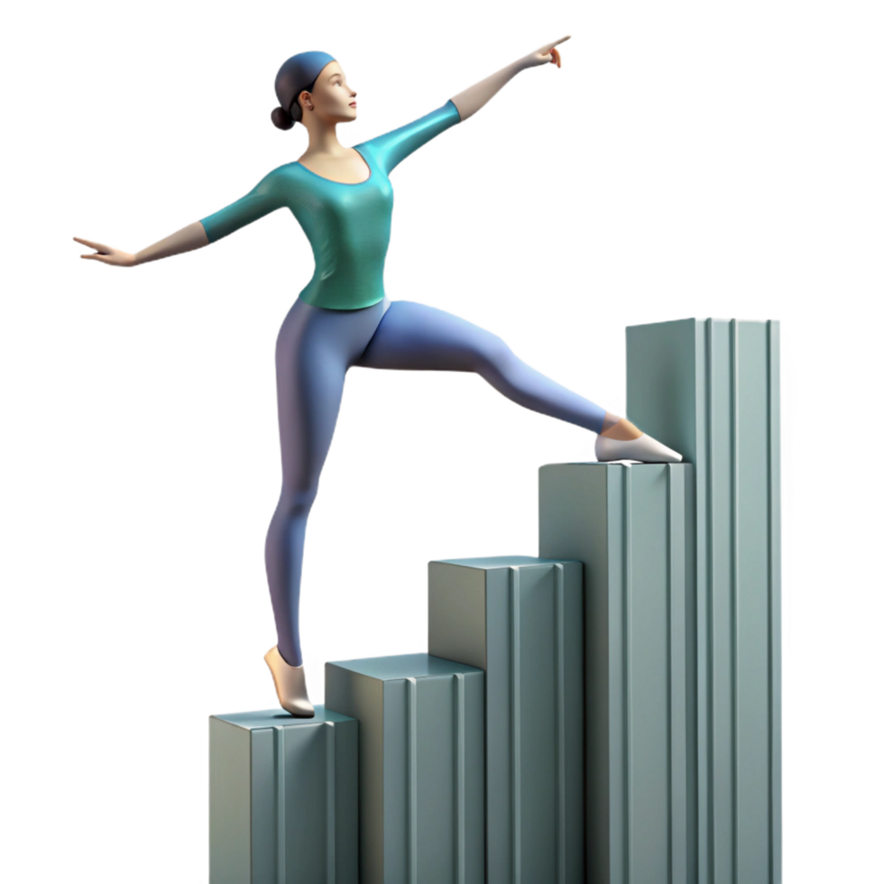 3D Illustration Woman Climbing Steps to Success png