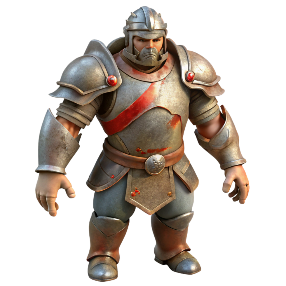 vibrant minimalist magnificent creative 3D Render of a Powerful Medieval Knight genuine original png