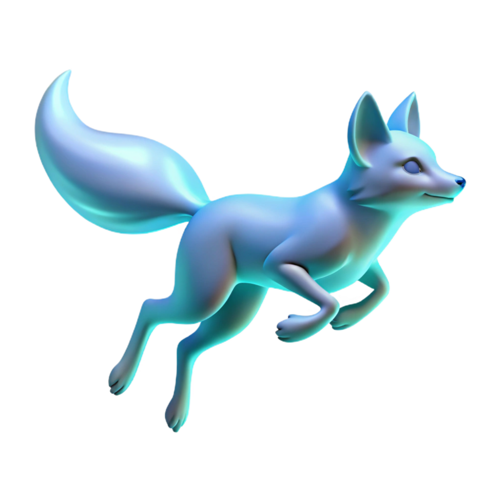 elegant abstract dramatic modern Leaping Fox 3D Render authentic authentic png