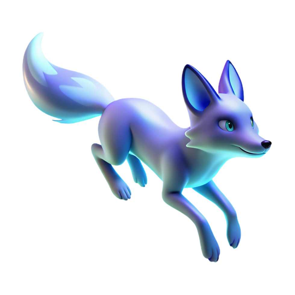 magnificent minimalist elegant minimalist Leaping Arctic Fox 3D Render original high quality png