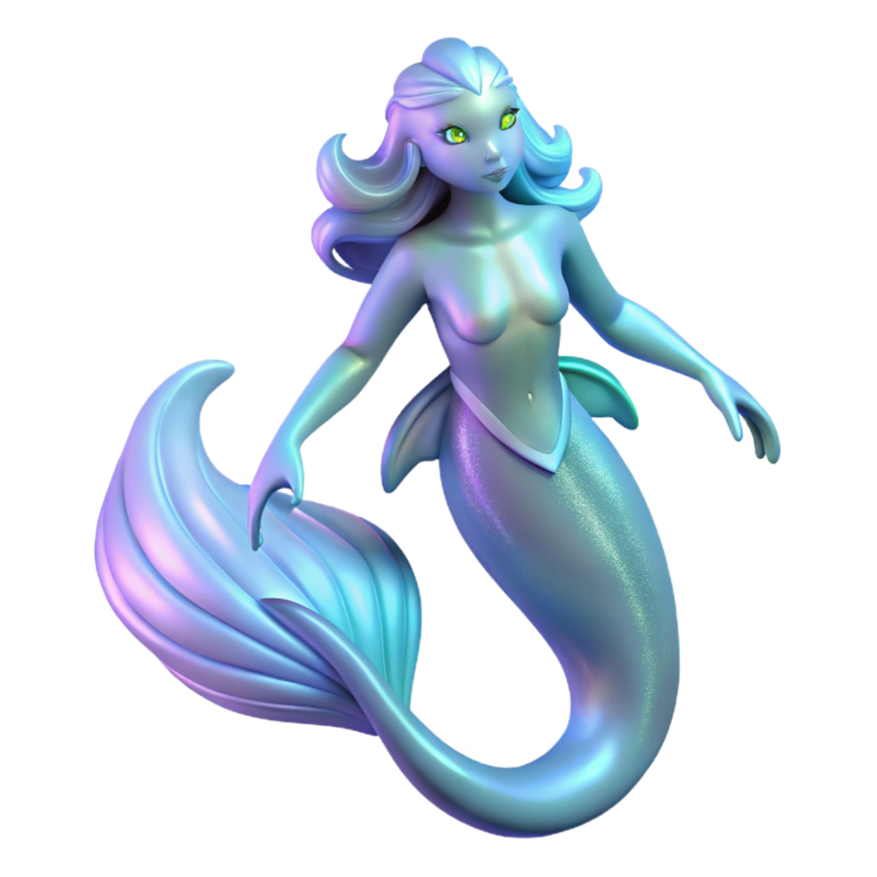 serene minimalist stunning contemporary Iridescent Mermaid 3D Render 4K premium png