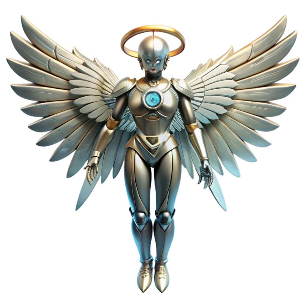extraordinary modern extraordinary vintage Metallic Angel 3D Render exclusive authentic png