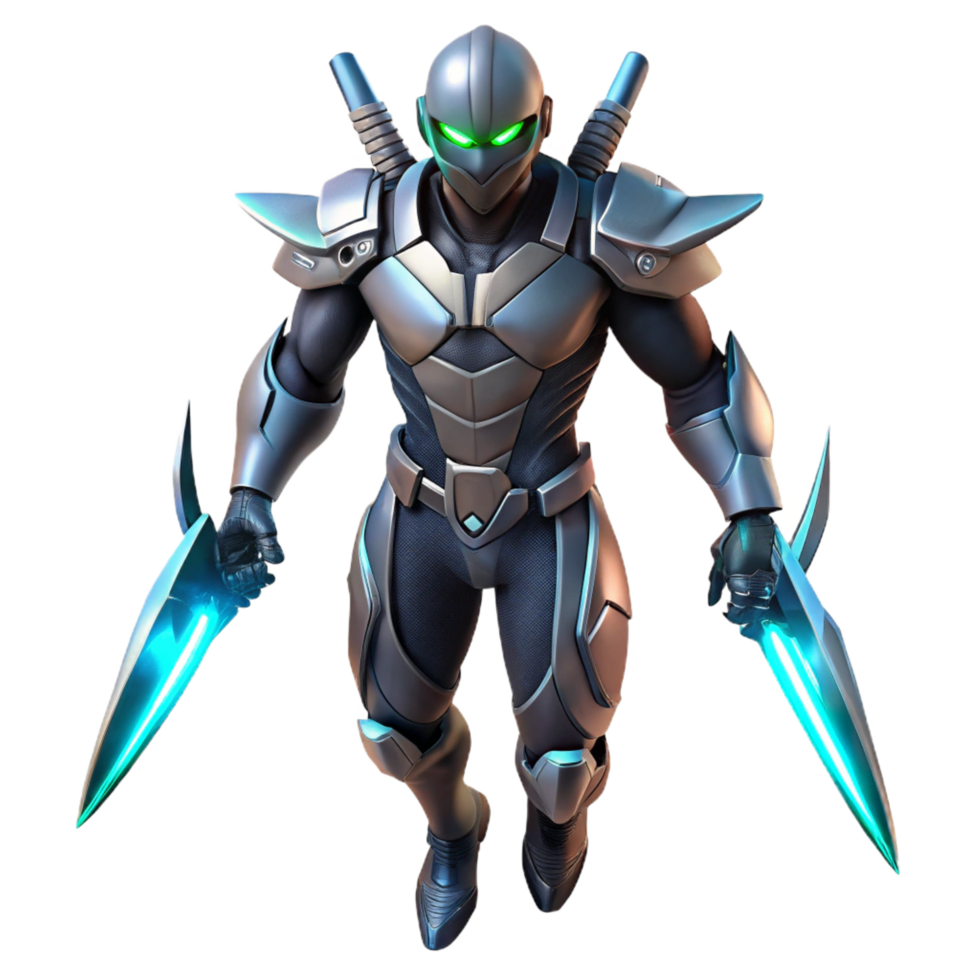 elegant abstract magnificent rustic Futuristic Armored Warrior 3D Render high quality authentic png