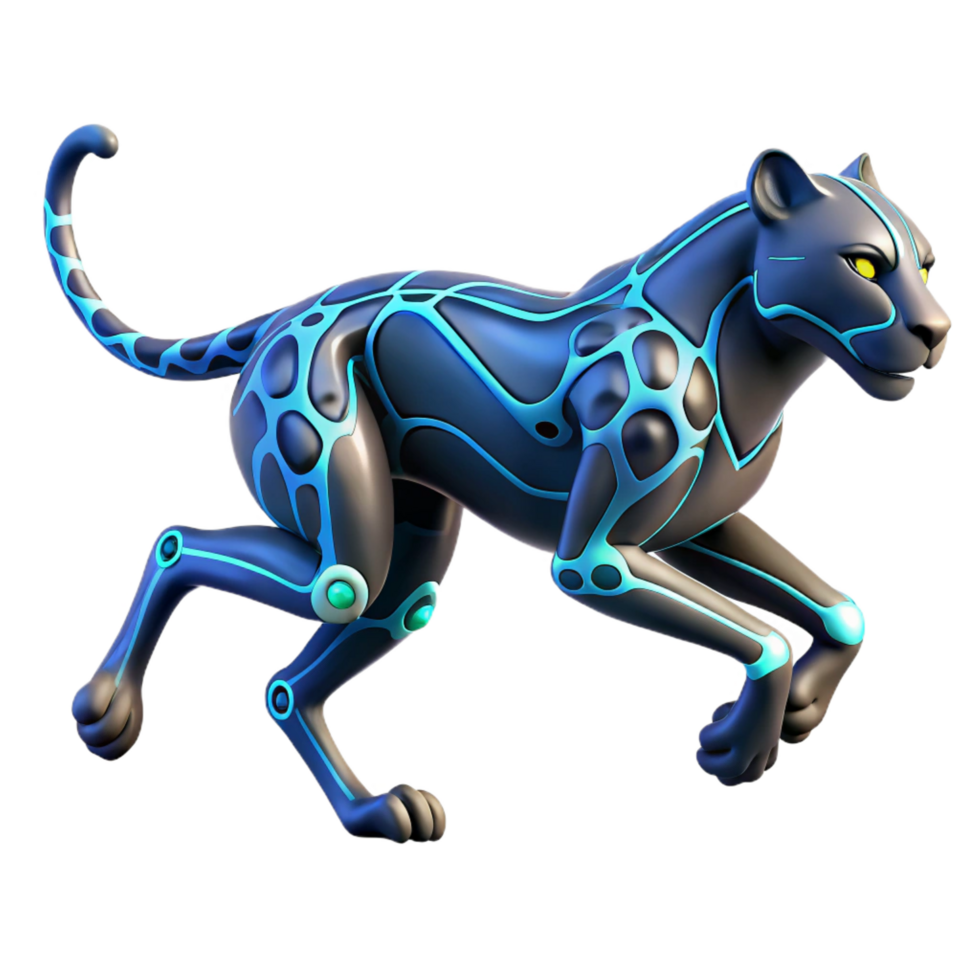beautiful classic wonderful vintage Cybernetic Panther 3D Render 4K exclusive png