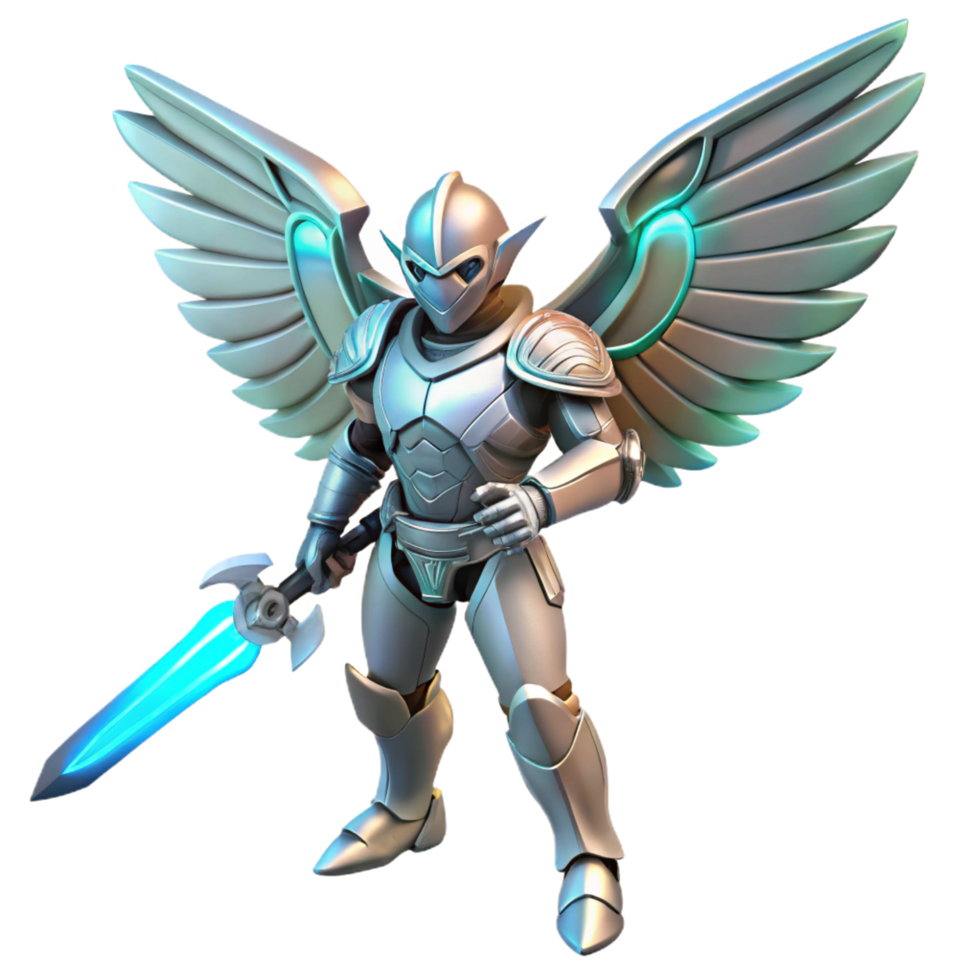 wonderful contemporary magnificent traditional Angelic Warrior 3D Render premium original png
