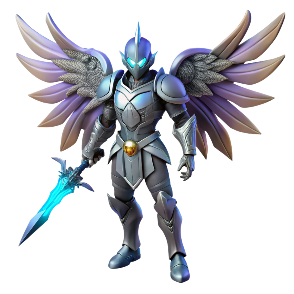 elegant minimalist magnificent artistic Angelic Knight 3D Render exclusive professional png