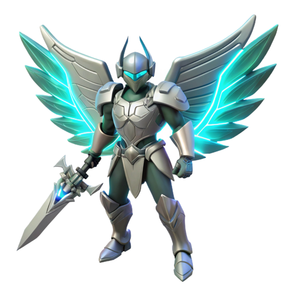 impressive traditional extraordinary minimalist Angelic Warrior 3D Render authentic authentic png