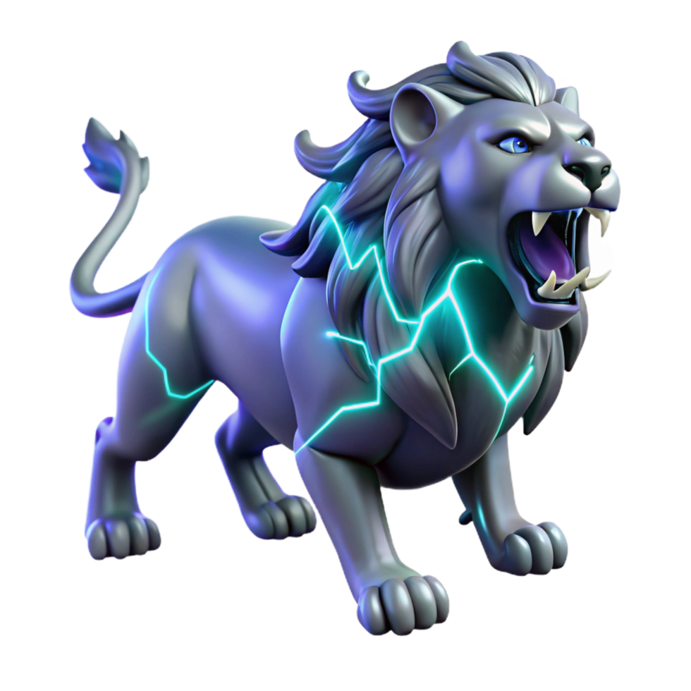 elegant traditional magnificent minimalist 3D Render Powerful Lion Graphic authentic genuine png