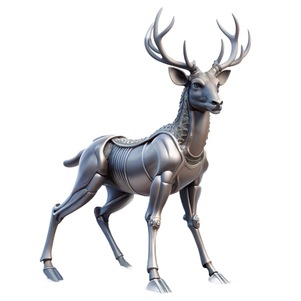 stunning minimalist impressive abstract Robotic Deer 3D Render high quality professional png
