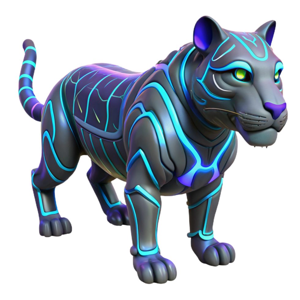 extraordinary minimalist magnificent minimalist Cybernetic Tiger 3D Render exclusive professional png