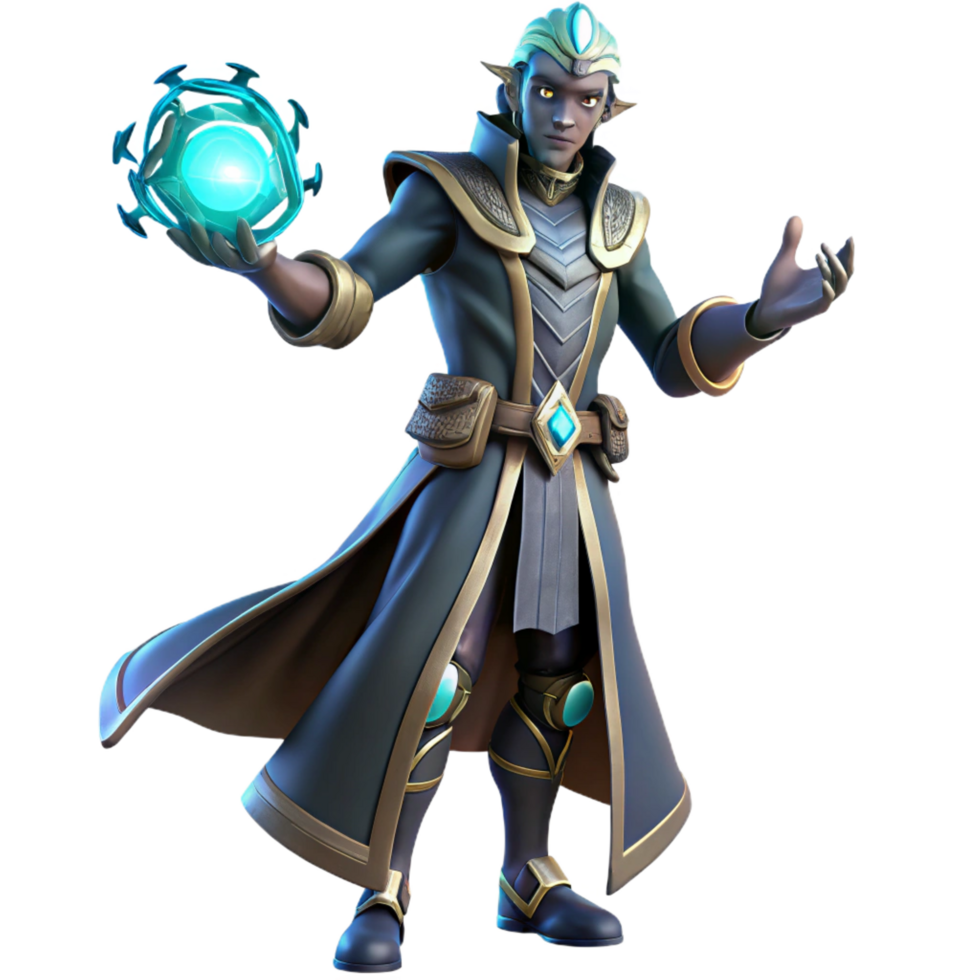 extraordinary modern magnificent minimalist Fantasy Wizard 3D Render authentic high resolution png