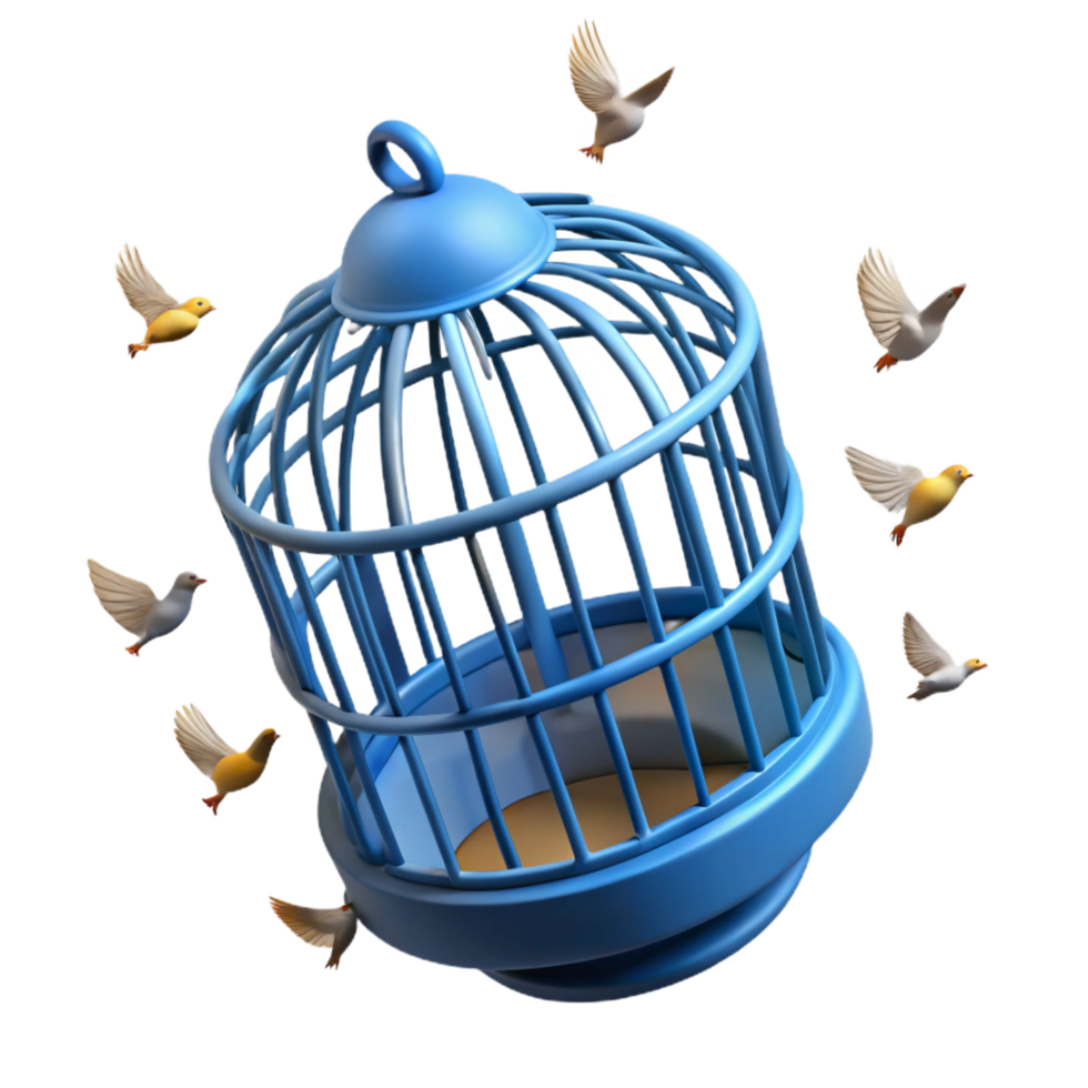 Empty Birdcage 3D Illustration Birds Taking Flight png