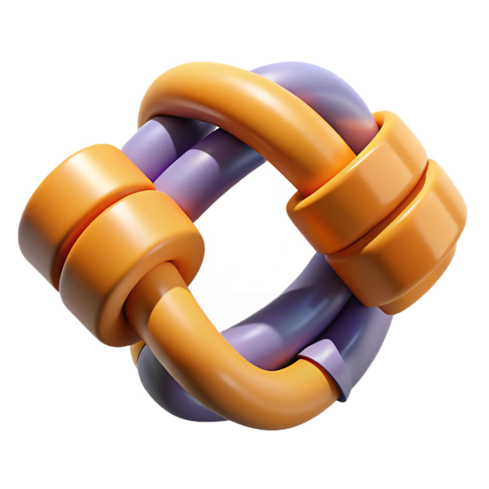 vibrant minimalist magnificent vintage Abstract 3D Render Interlocking Orange Purple high resolution high resolution png