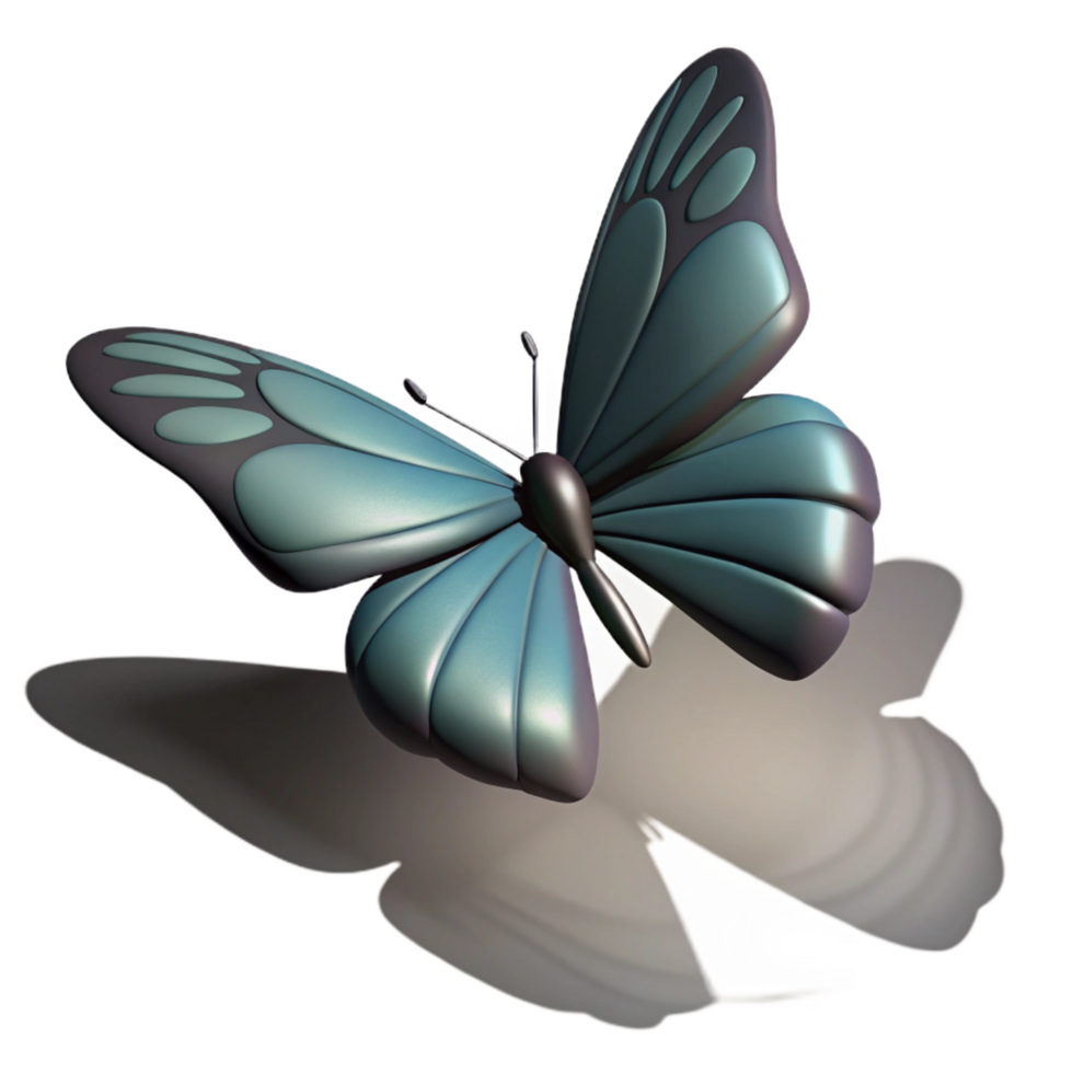 wonderful abstract vibrant modern 3D Butterfly Illustration Teal Wings original premium png