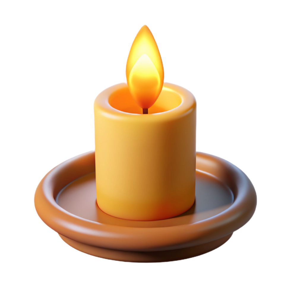 impressive classic wonderful abstract 3D Render Lit Candle on Holder exclusive authentic png