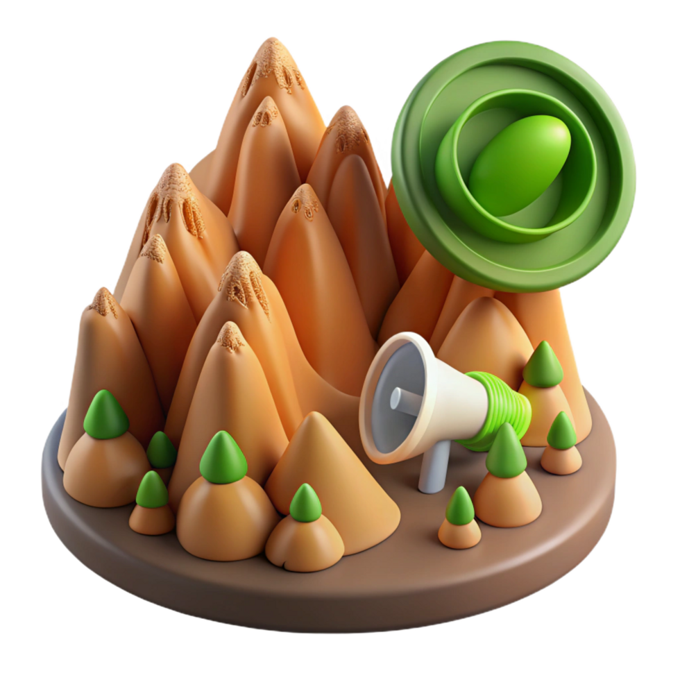 3D Mountain Range Illustration Announcement png