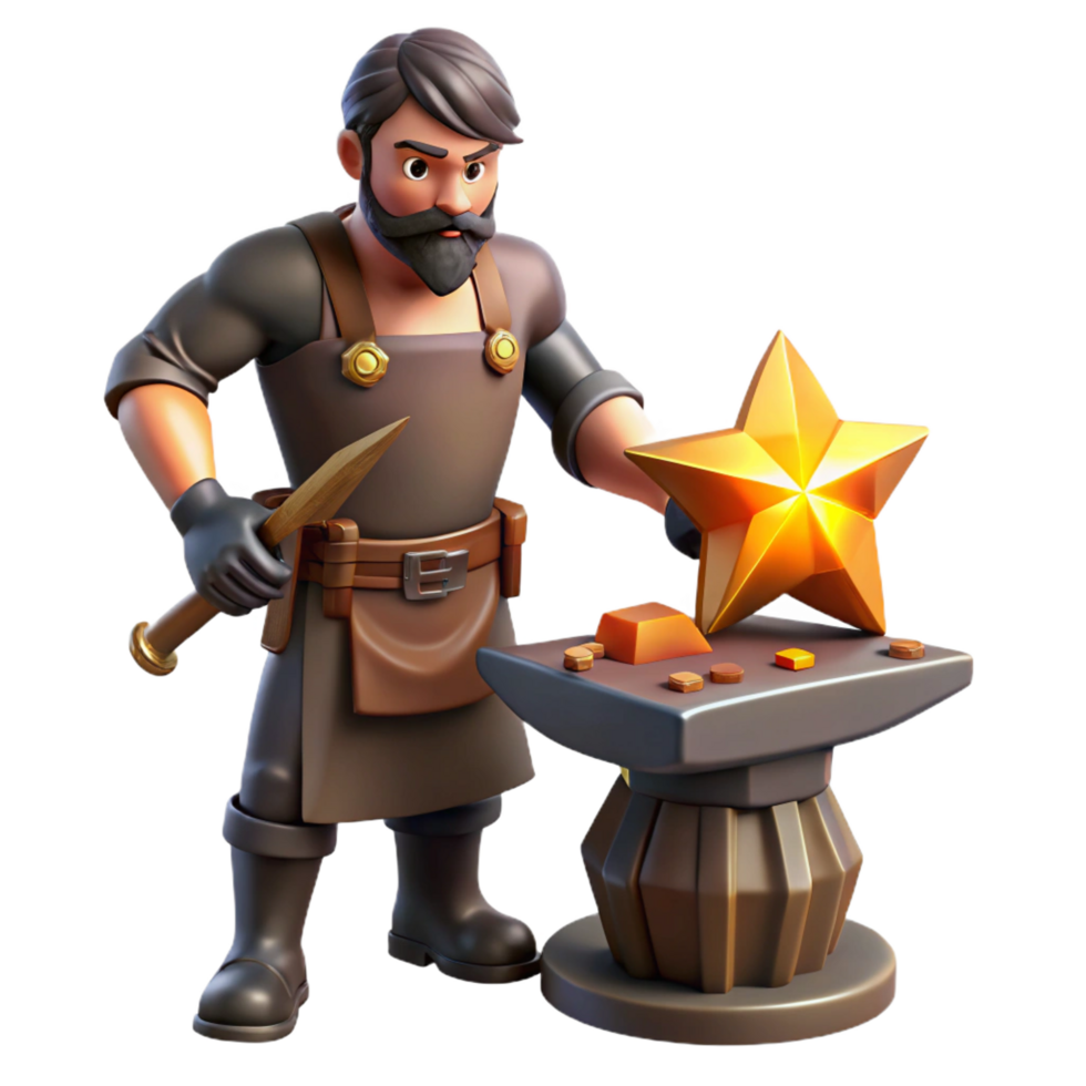 extraordinary modern stunning abstract 3D Illustration Blacksmith Crafting Star original original png