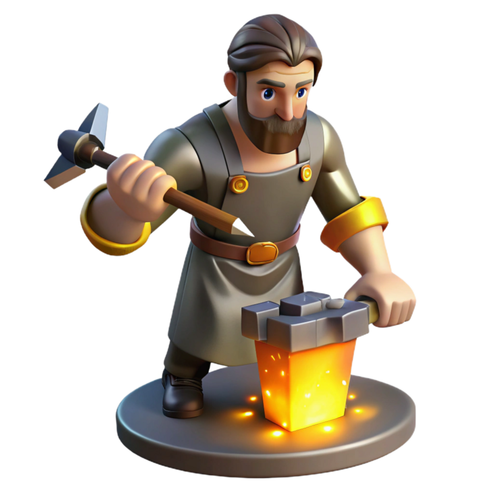 beautiful classic wonderful rustic 3D Cartoon Blacksmith Crafting exclusive genuine png