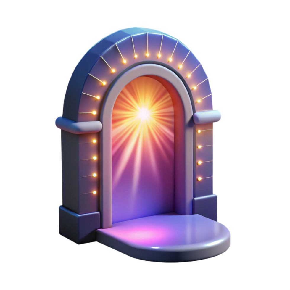 impressive traditional impressive abstract 3D Archway Stage with Glowing Lights authentic 4K png