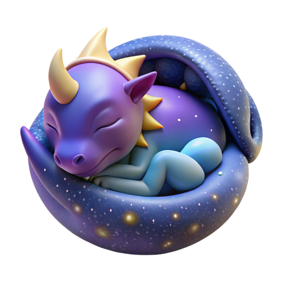 stunning traditional elegant minimalist Sleeping Baby Dragon 3D Render professional high quality png